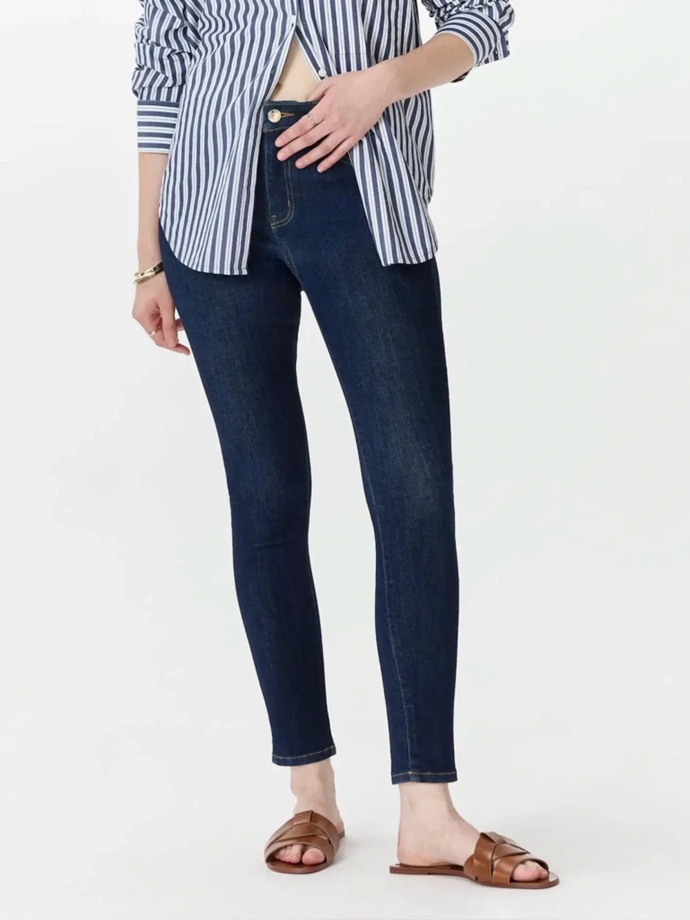 Quince Bella Stretch High Rise Dark Wash Organic Cotton Skinny Jeans Size 30